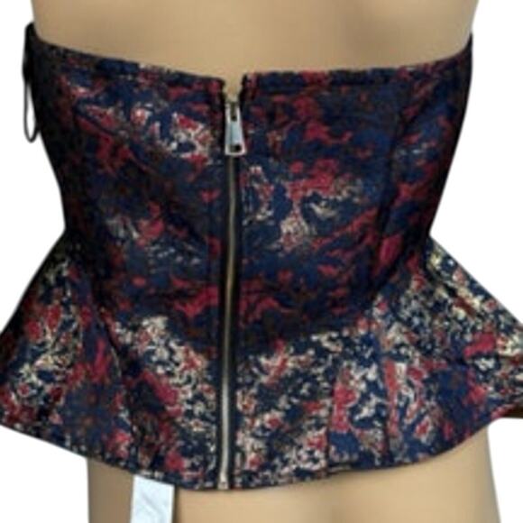 NSR Women Metallic Jacquard Strapless Peplum Top  Size S NWT Fairy Whimsygoth - Picture 4 of 9
